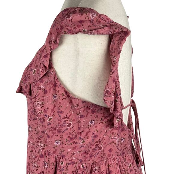 MADEWELL RUFFLE V-NECK FLORAL MINI DRESS IN VINTAGE PINK NWT WOMEN'S SIZE 10 - Picture 8 of 16